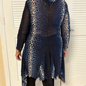 Elegant Blue Leopard Print Dress